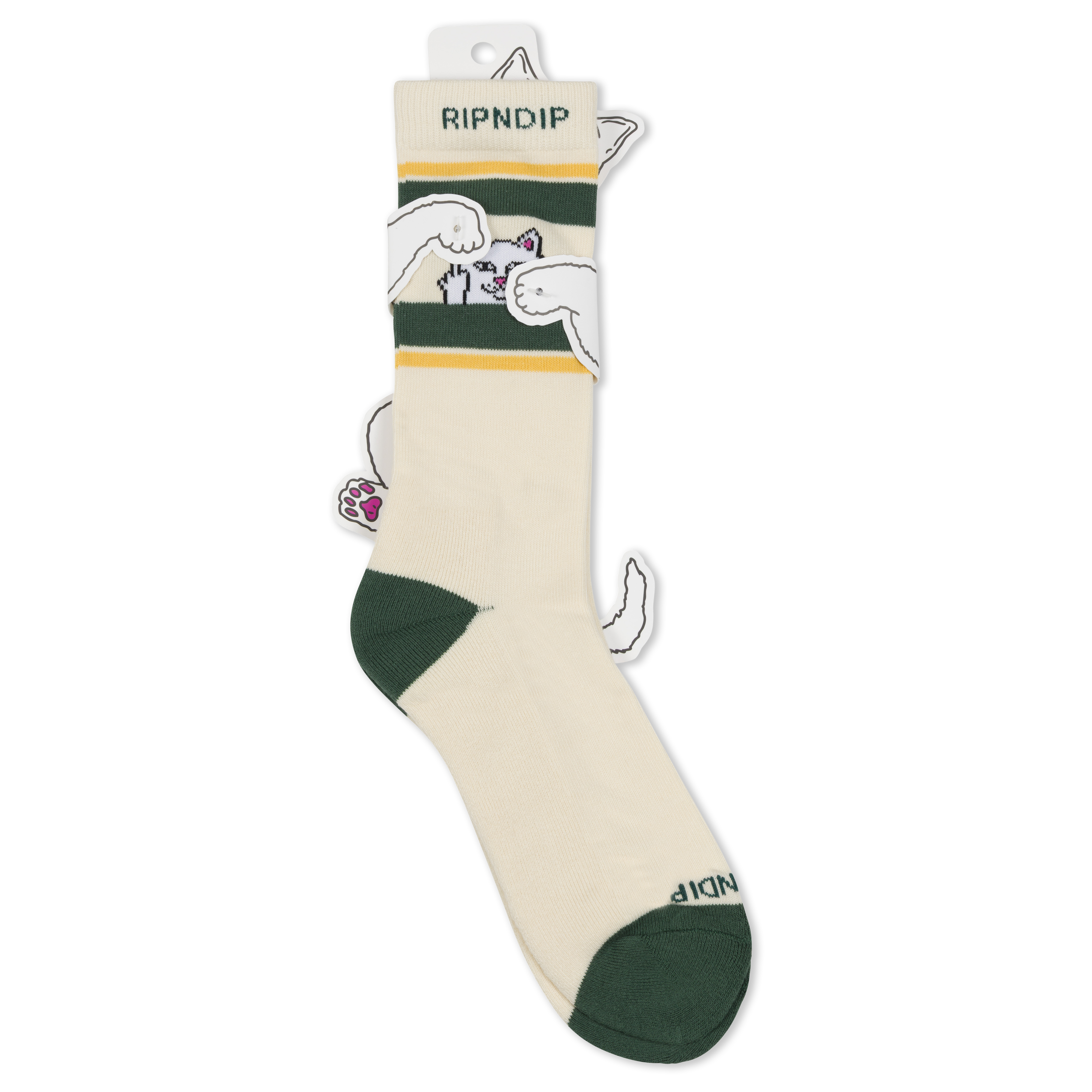 RIPNDIP Peeking Nermal Socks (Bone / Forest)