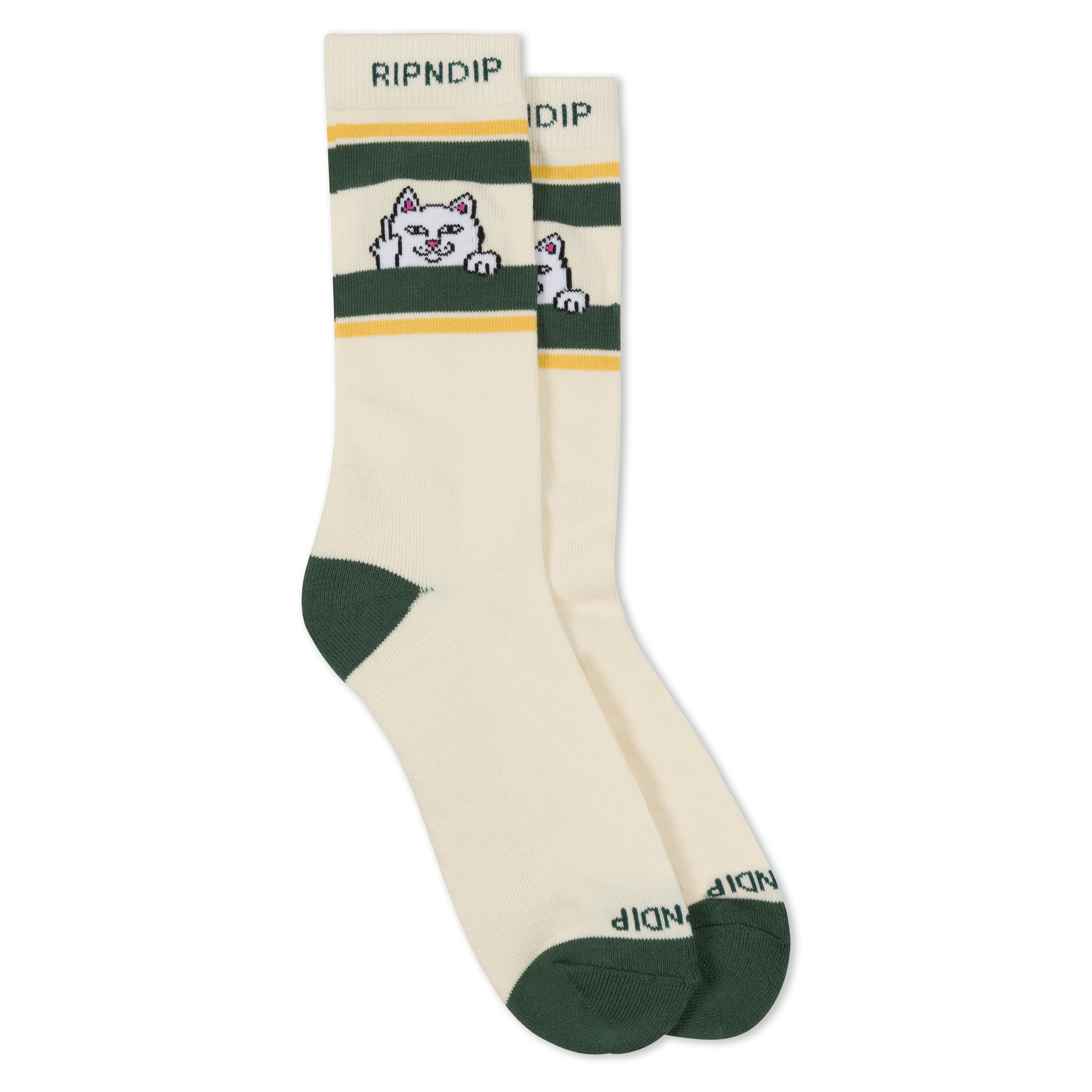 RIPNDIP Peeking Nermal Socks (Bone / Forest)