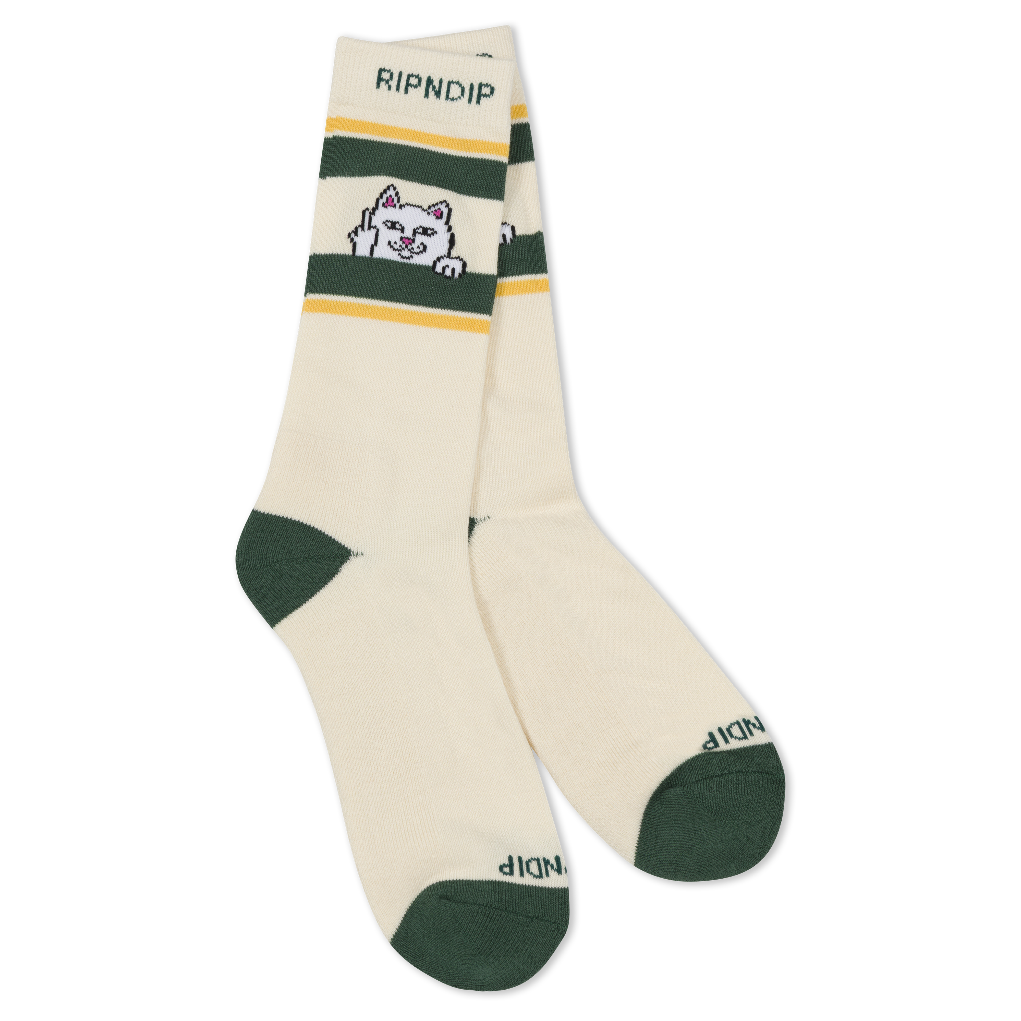 RIPNDIP Peeking Nermal Socks (Bone / Forest)