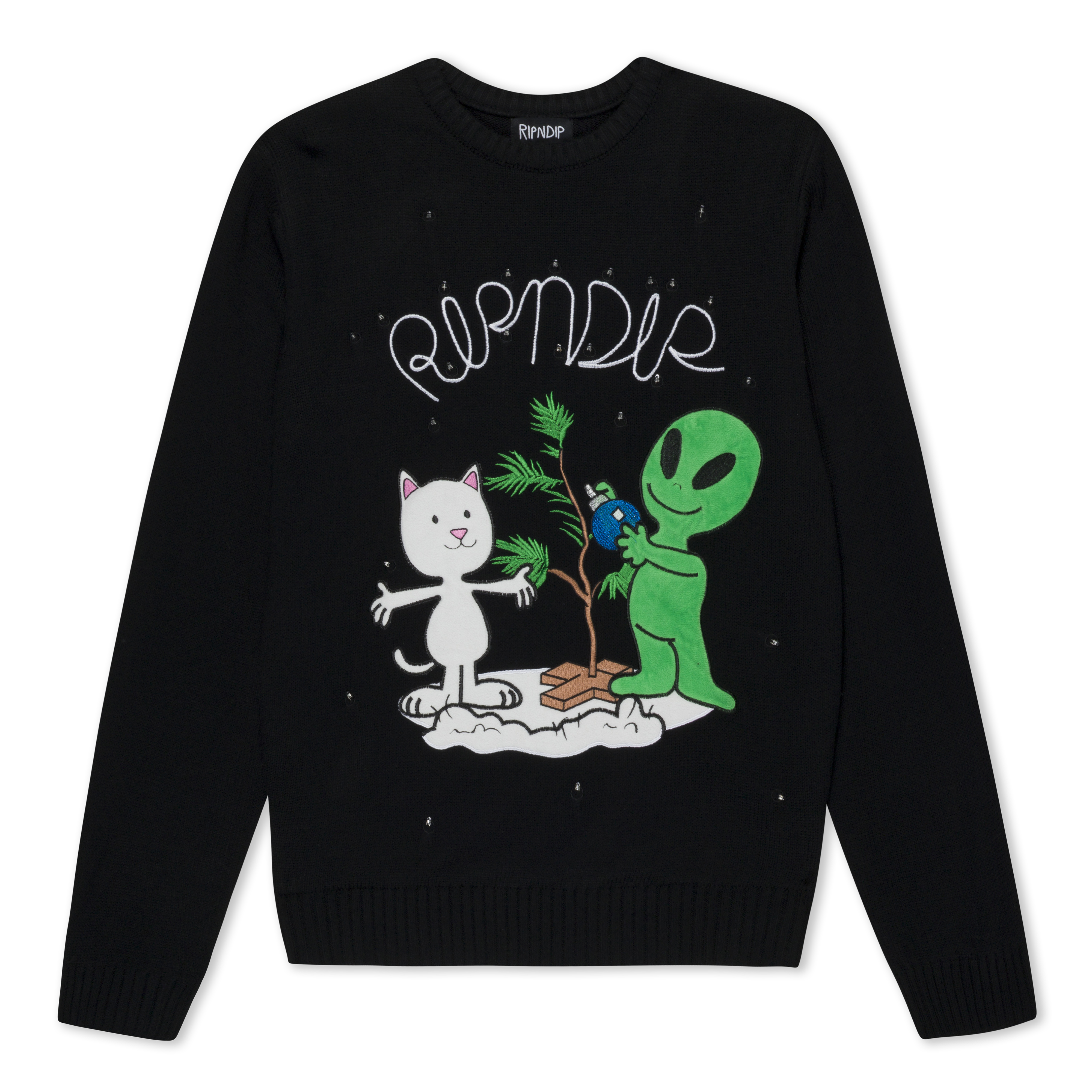 RIPNDIP Alien / Nerm Christmas Light Up Knit Sweater (Black)