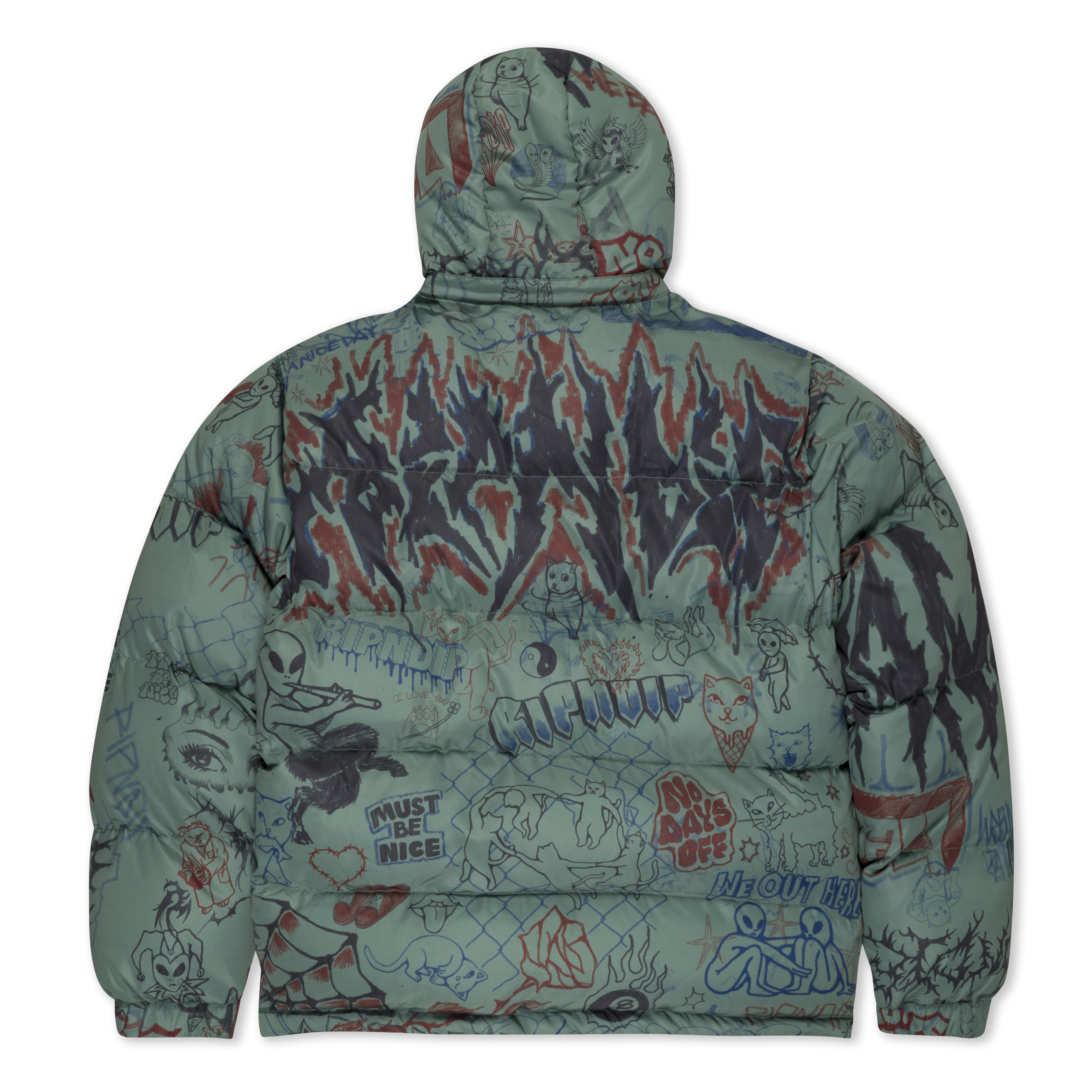 RIPNDIP Marker Puffer Jacket (Olive)