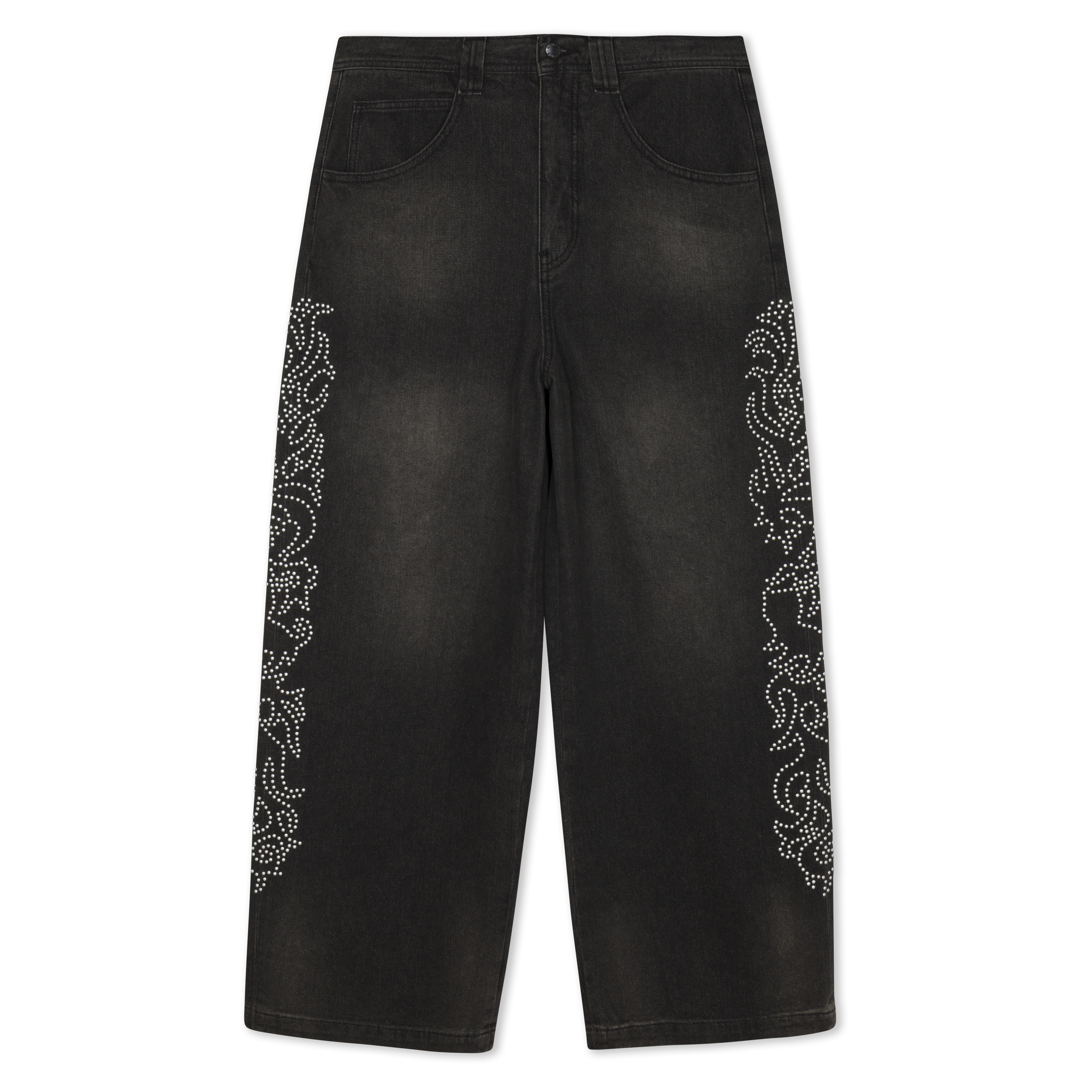 RIPNDIP Pretty Flacko Extra Wide Leg Pants (Black Vintage Wash Denim)