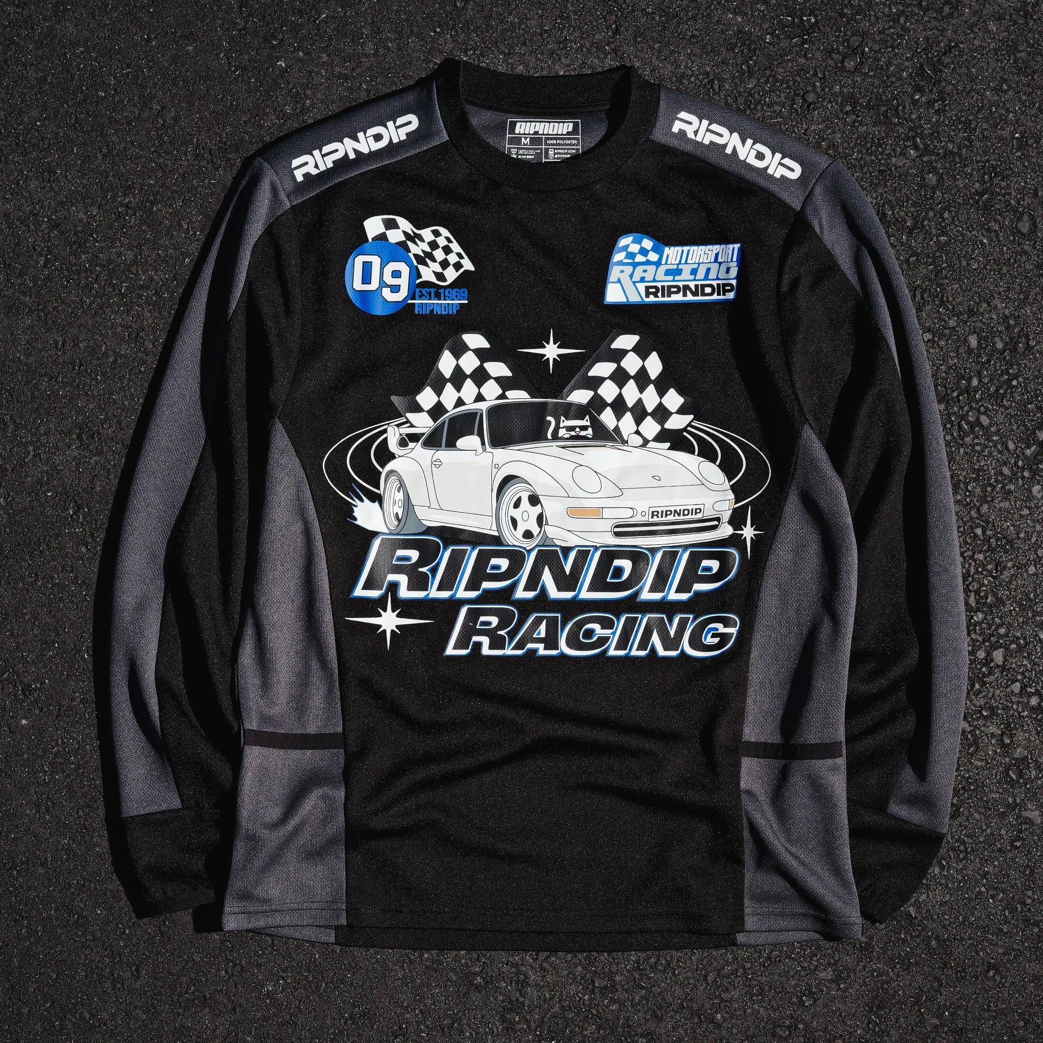 RIPNDIP Ripnrace Long Sleeve Jersey (Black/Charcoal)