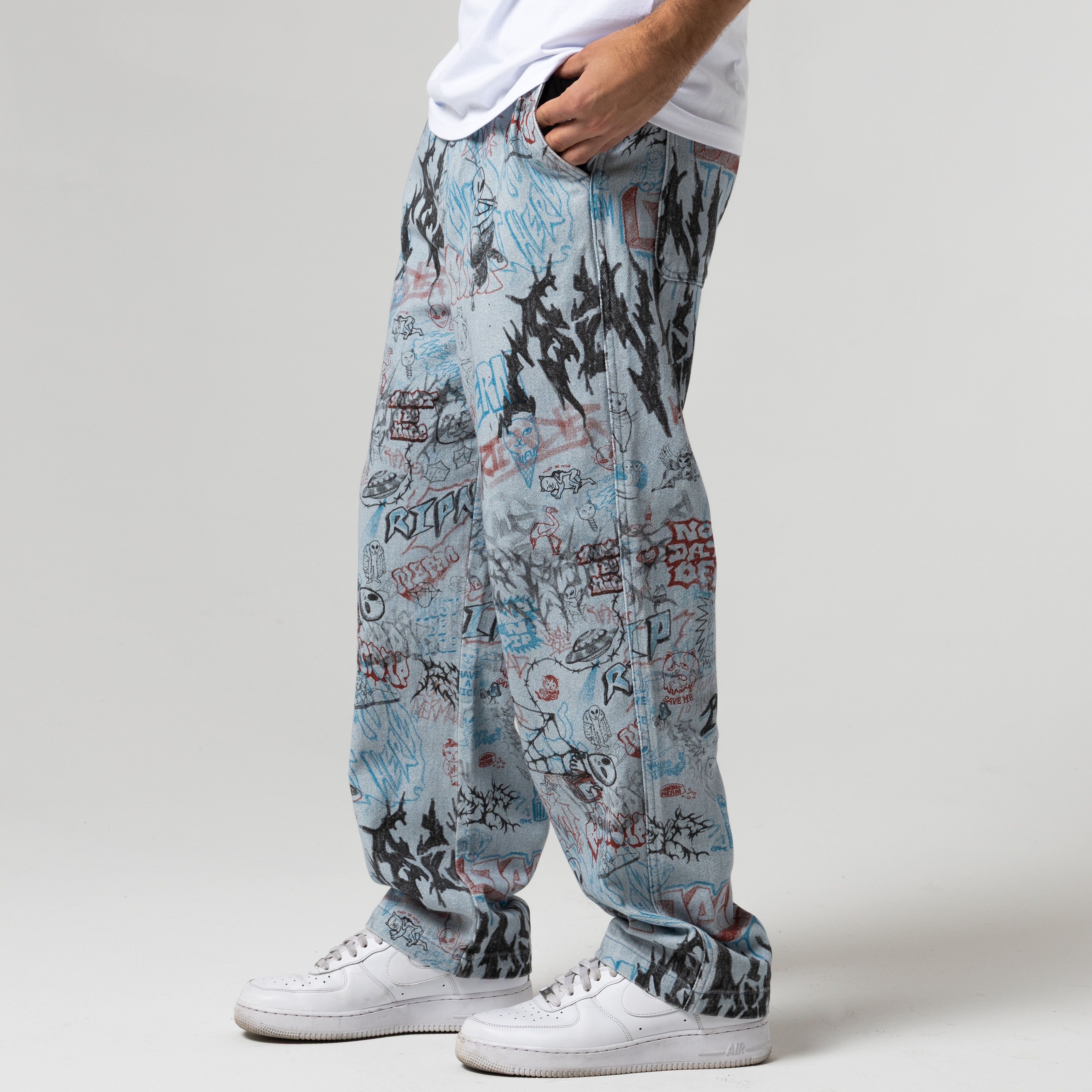 RIPNDIP Marker Wide Fit Pants (Light Wash Denim)