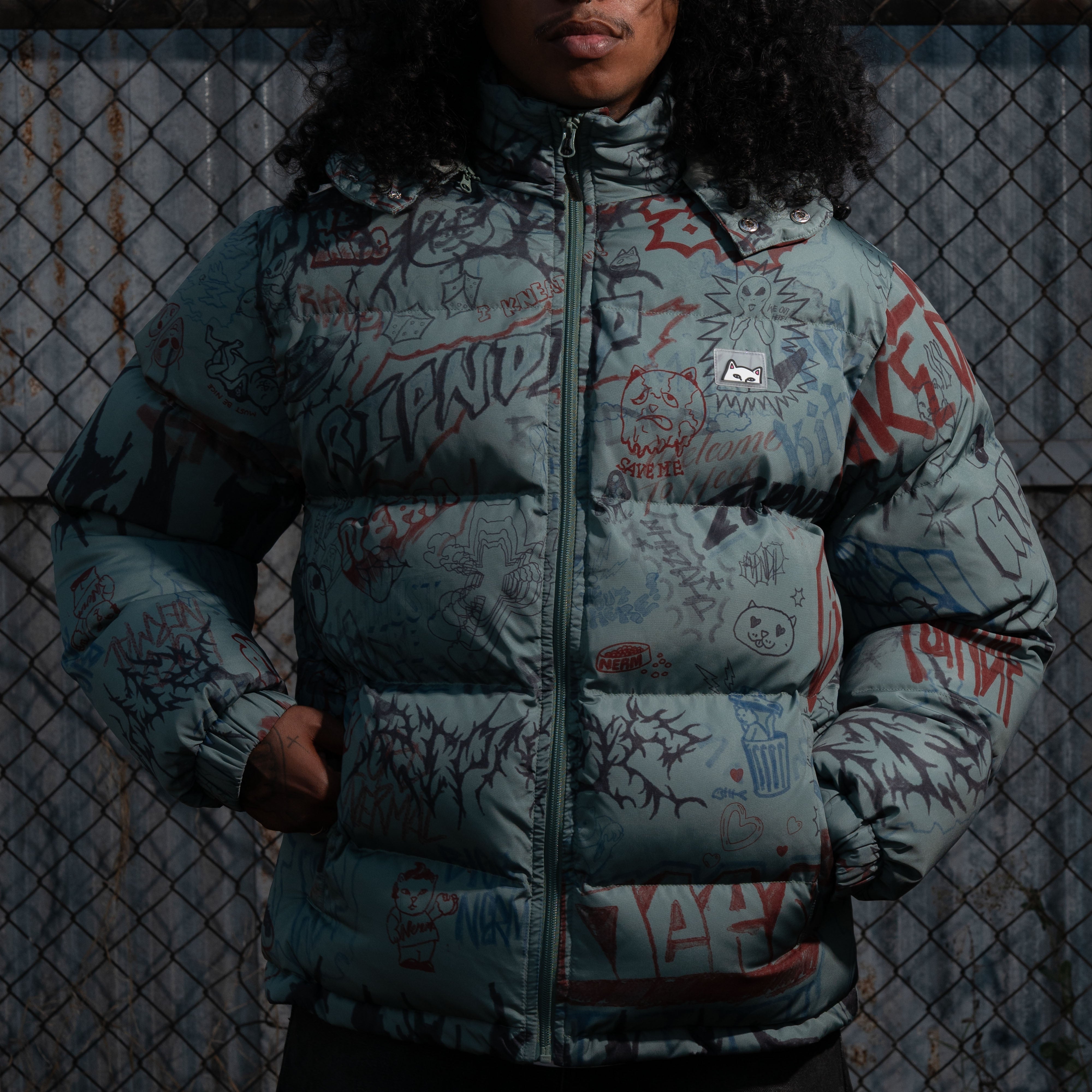 RIPNDIP Marker Puffer Jacket (Olive)