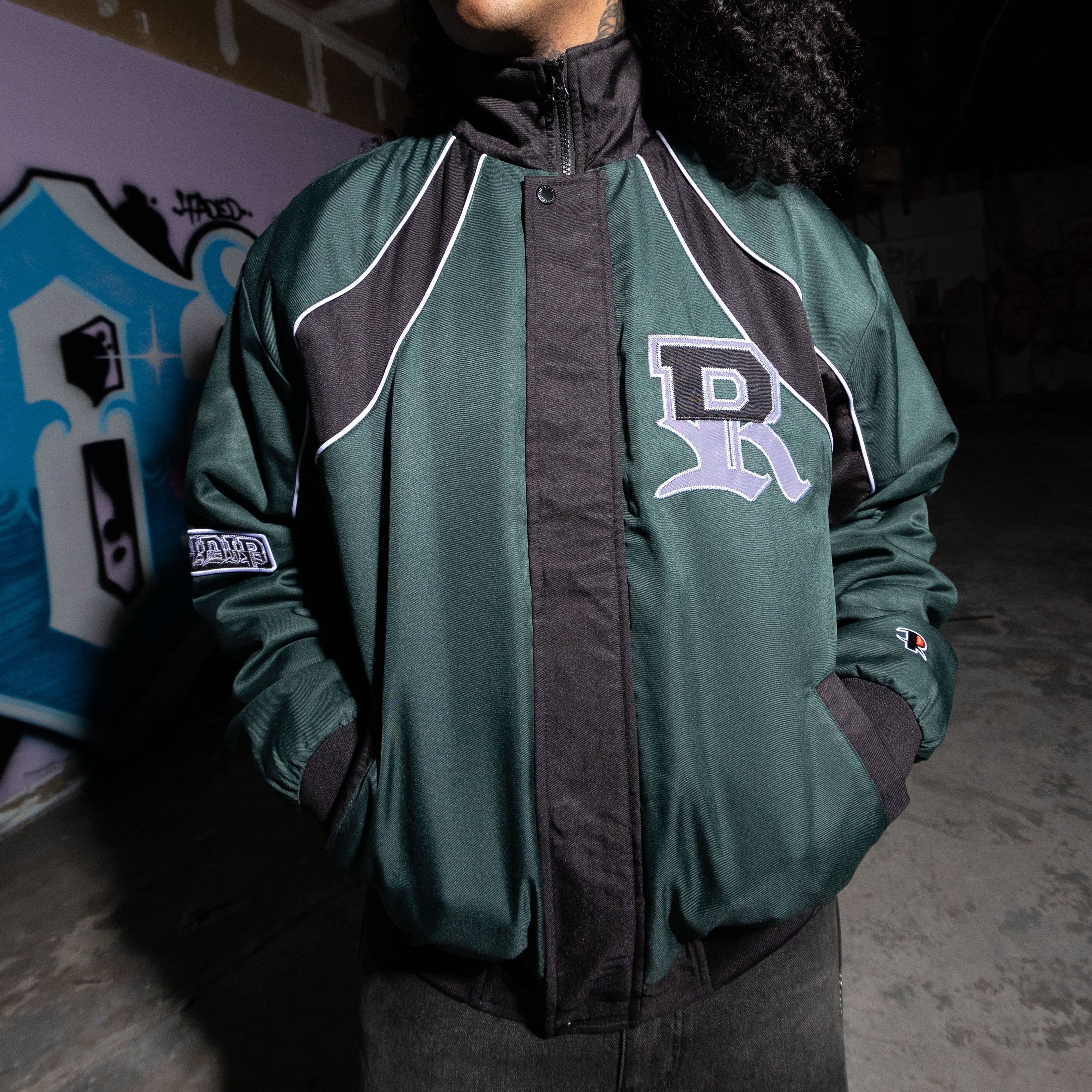 RIPNDIP RIPNDIP Athletics Race Jacket (Hunter Green / Black)