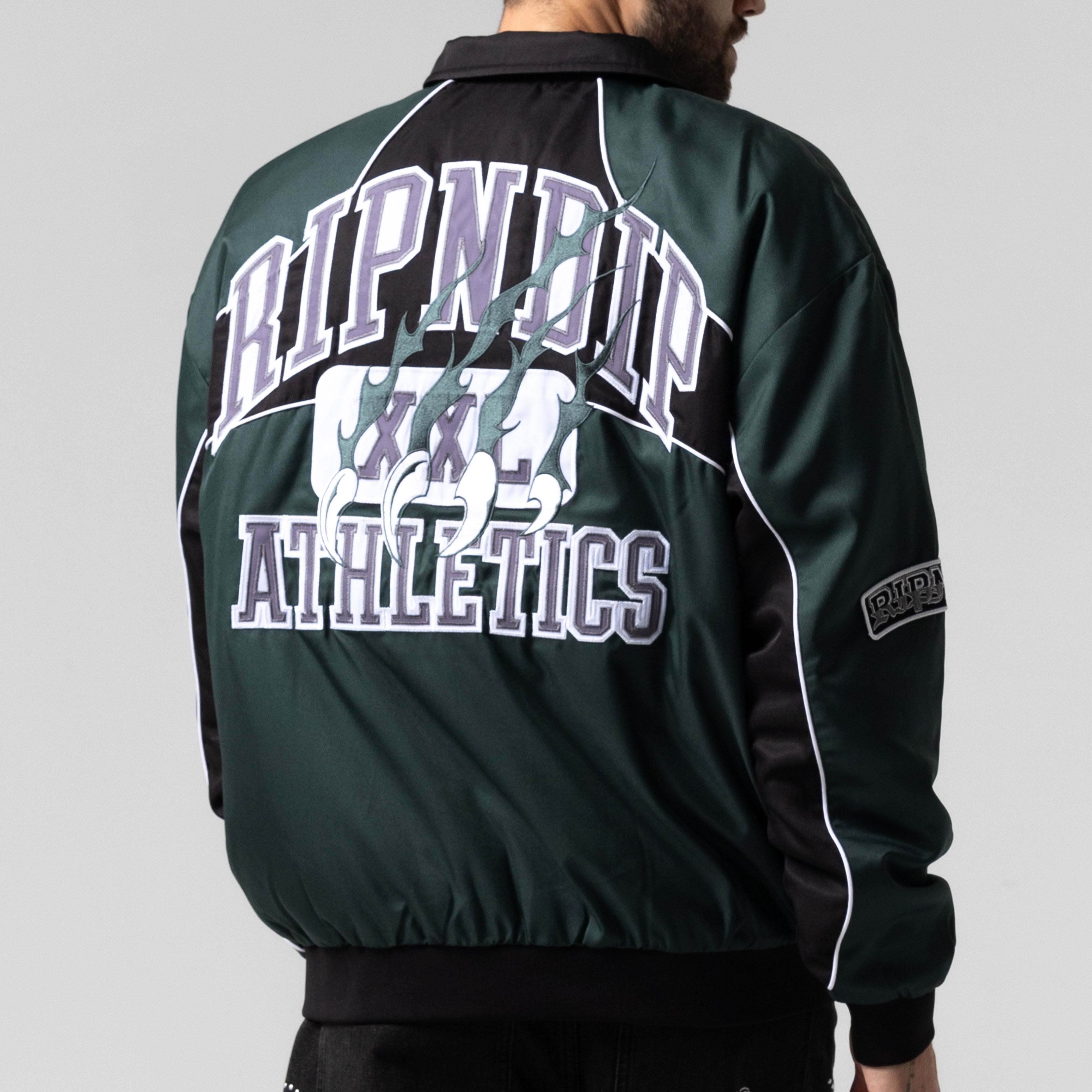 RIPNDIP RIPNDIP Athletics Race Jacket (Hunter Green / Black)